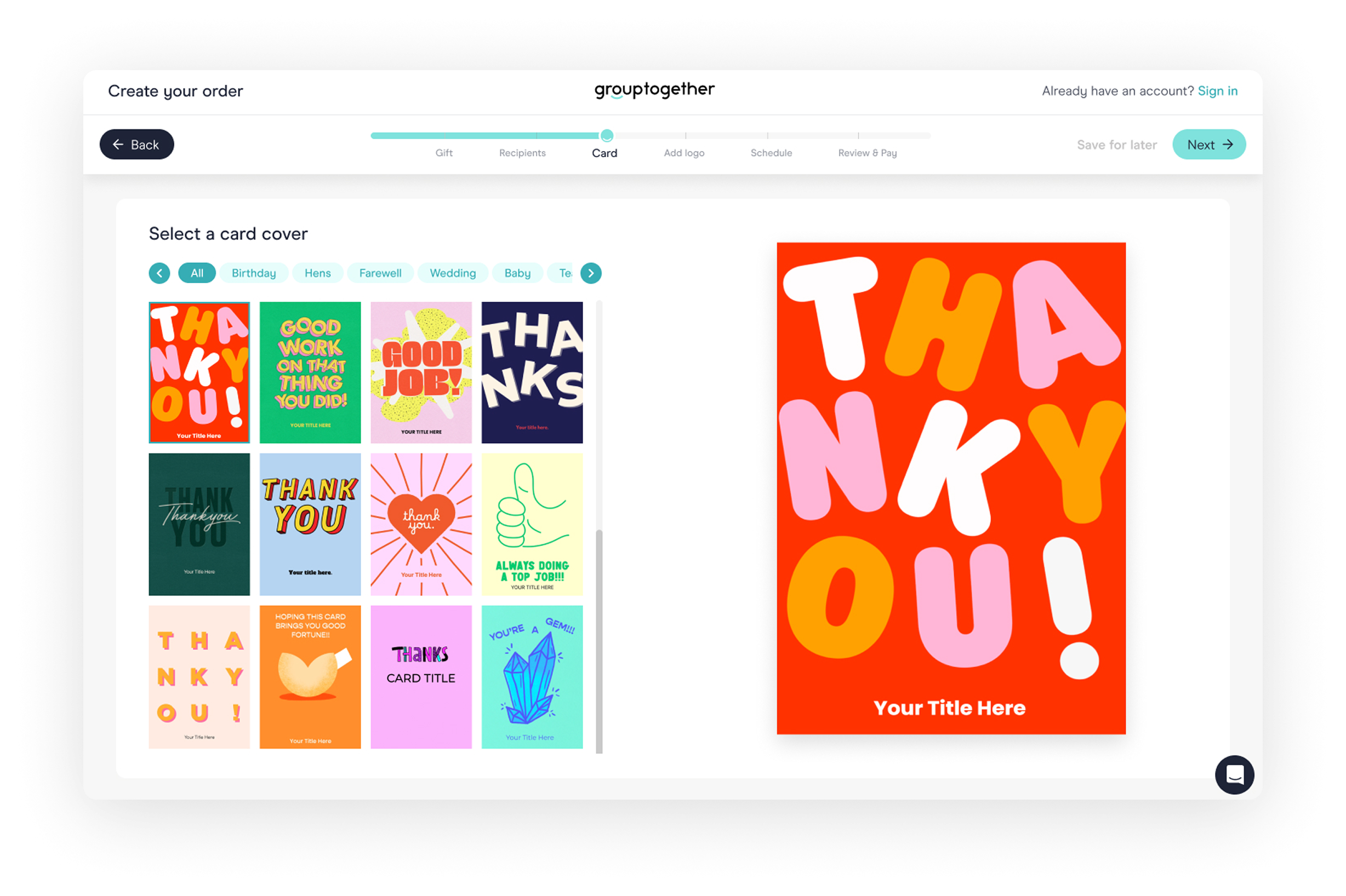 Customise your card design and add logo