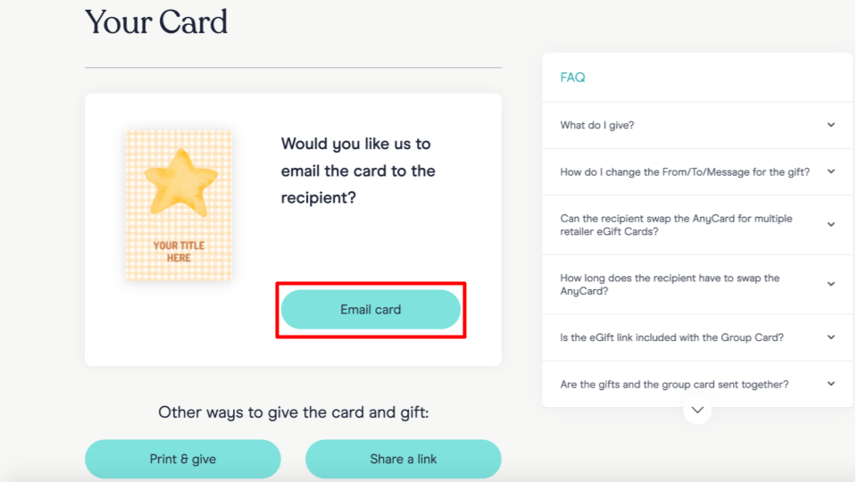 Email the card to the recipient