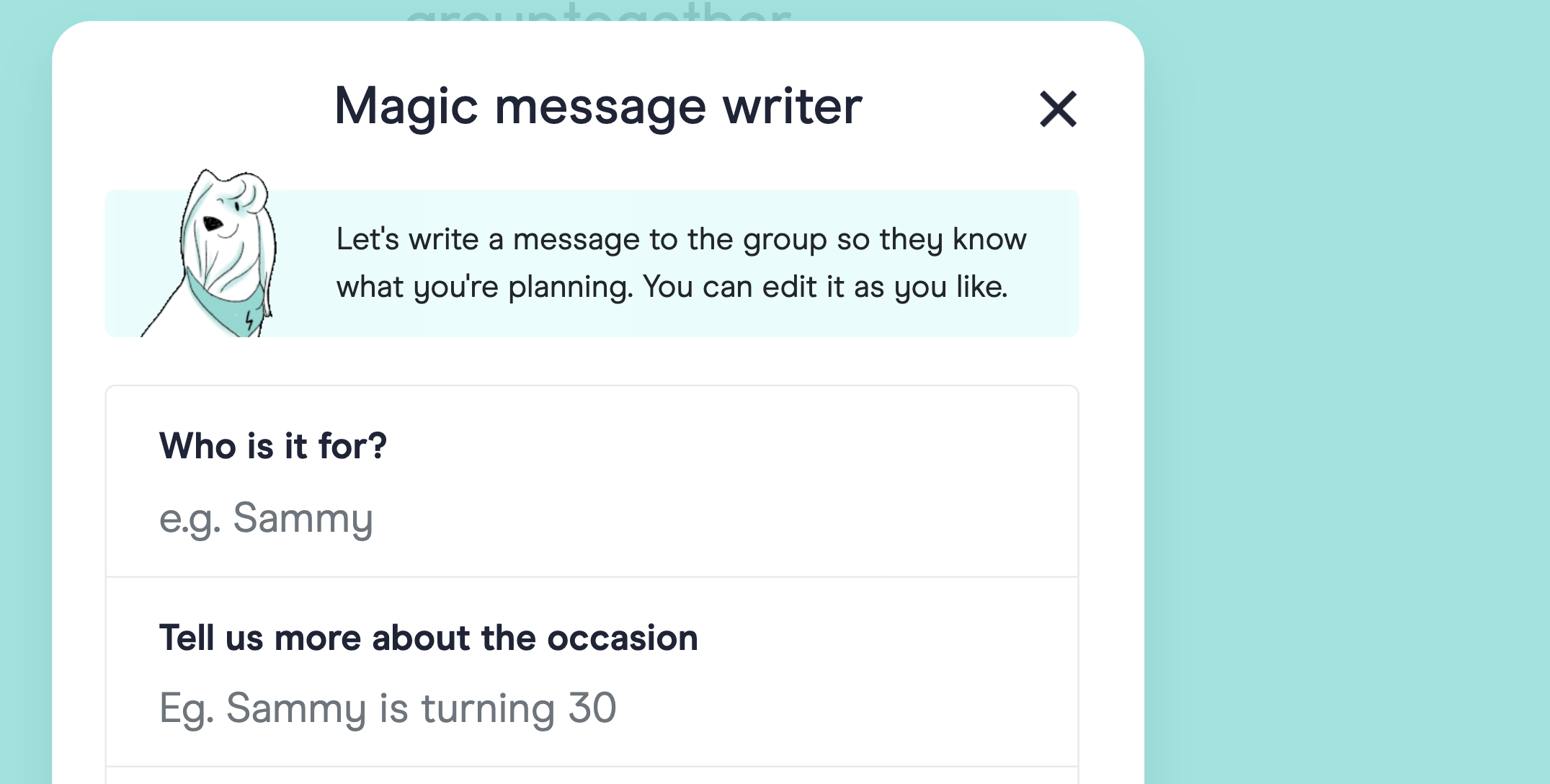 AI magic message writer