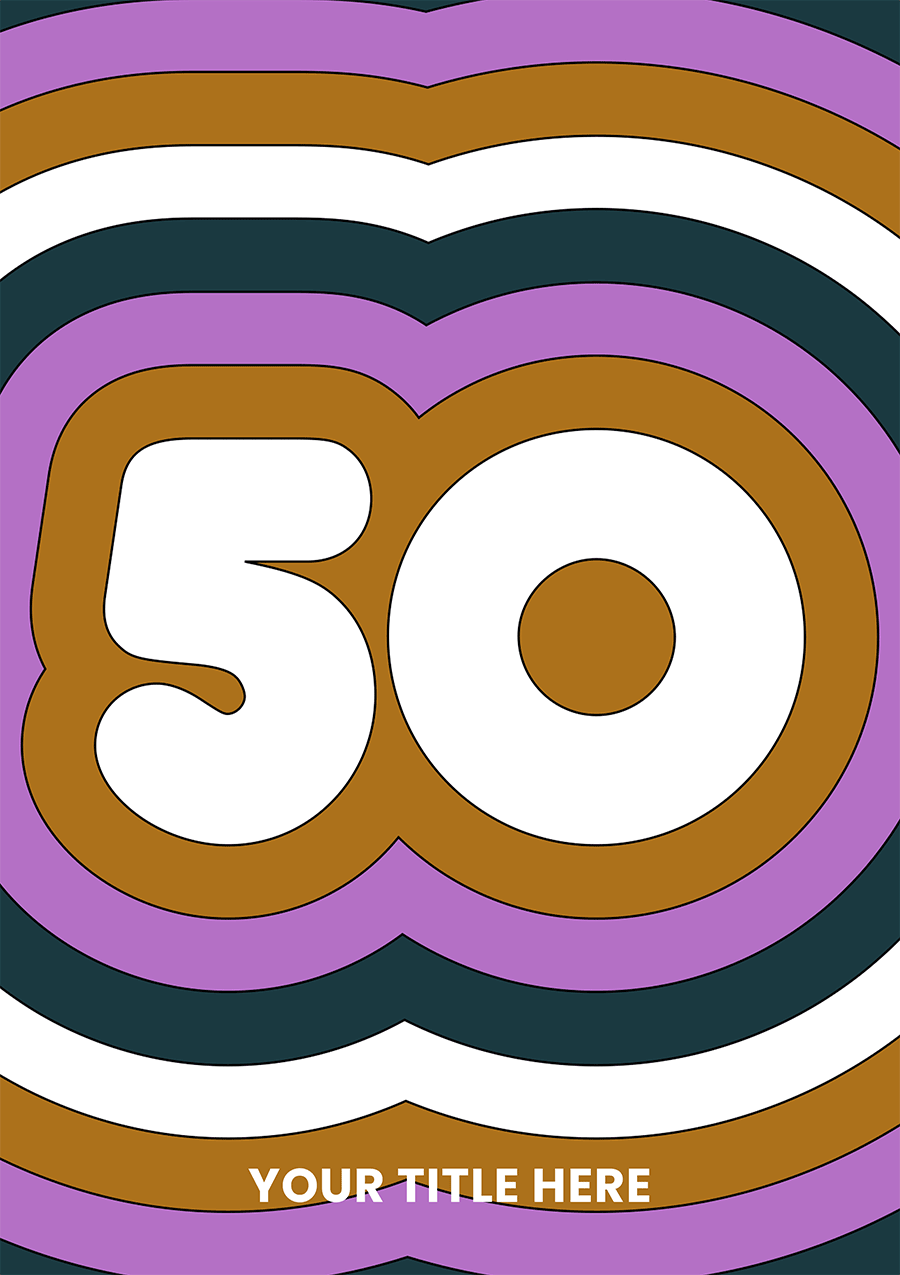 Vibrant and Retro Fifty Birthday Card