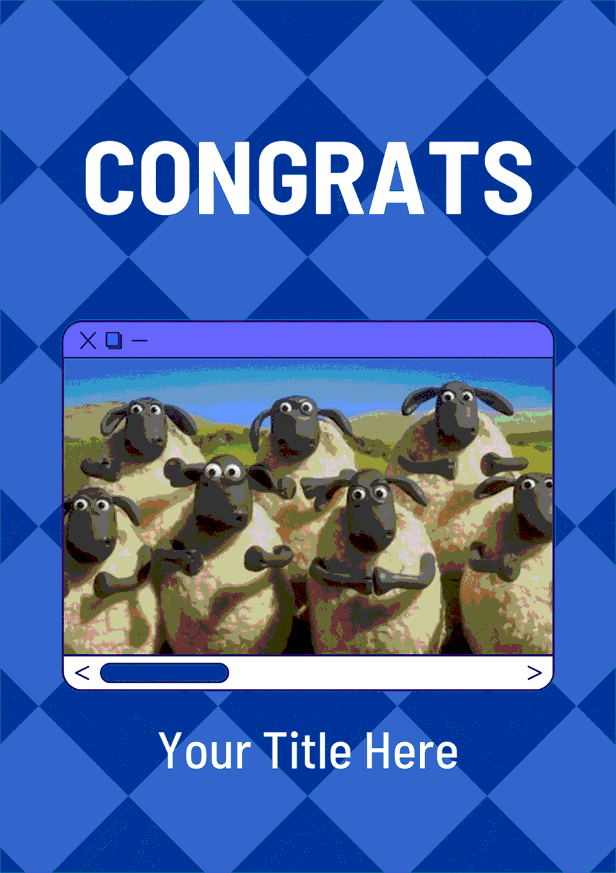 Blue Sheep "Congrats" Card