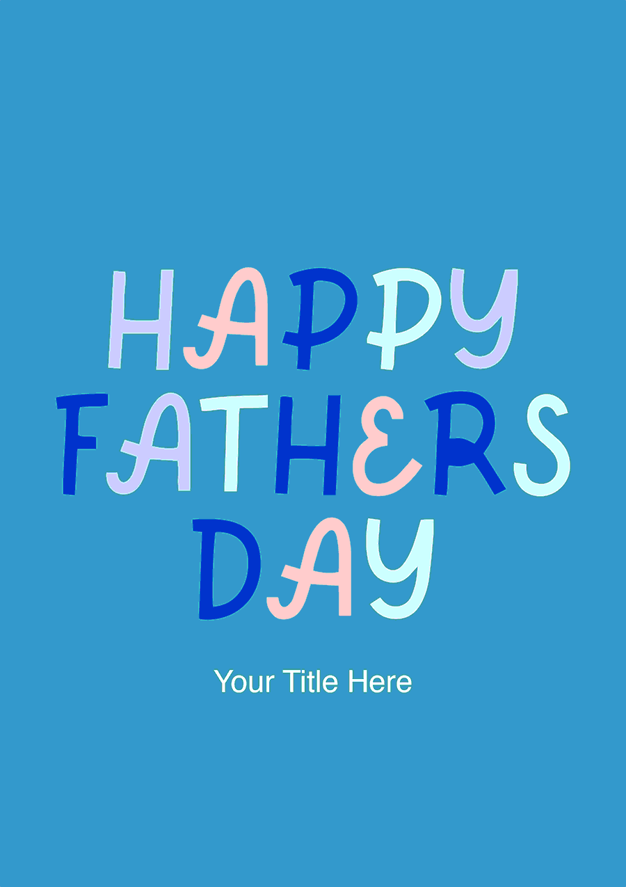 Blue Animated and Fun Happy Father's Day Greeting Card