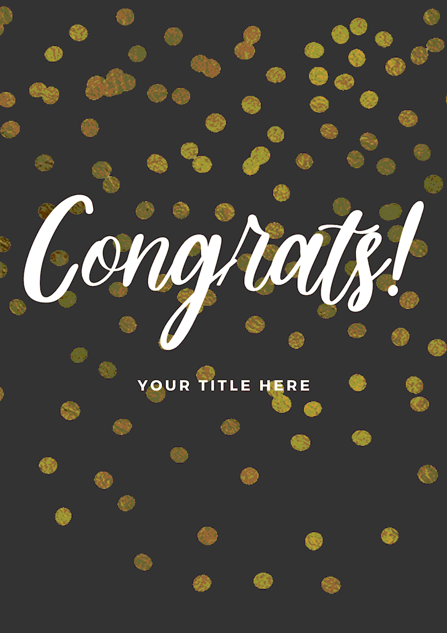 "Congrats!" Black & Gold Animated Confetti Card