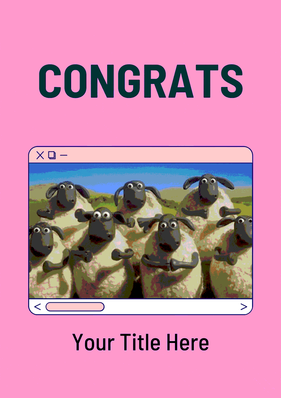 Pink Sheep "Congrats" Card