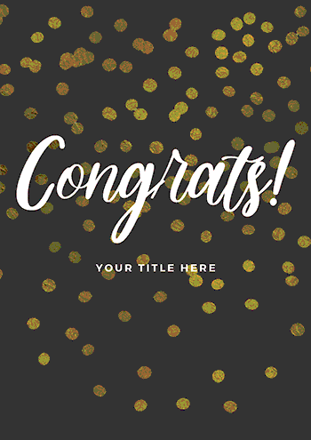 "Congrats!" Black & Gold Animated Confetti Card