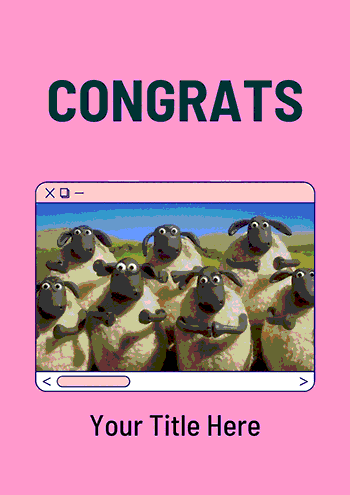 Pink Sheep "Congrats" Card